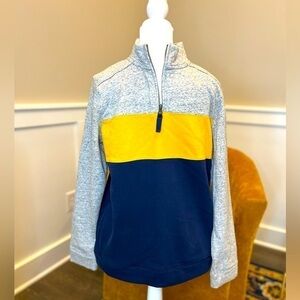 Lands End like new boys 18-20 pullover with zipper neck. Navy grey and yellow